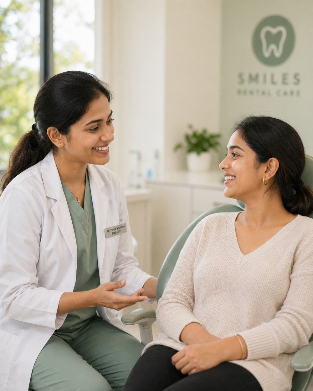 Smiling patient in dental clinic